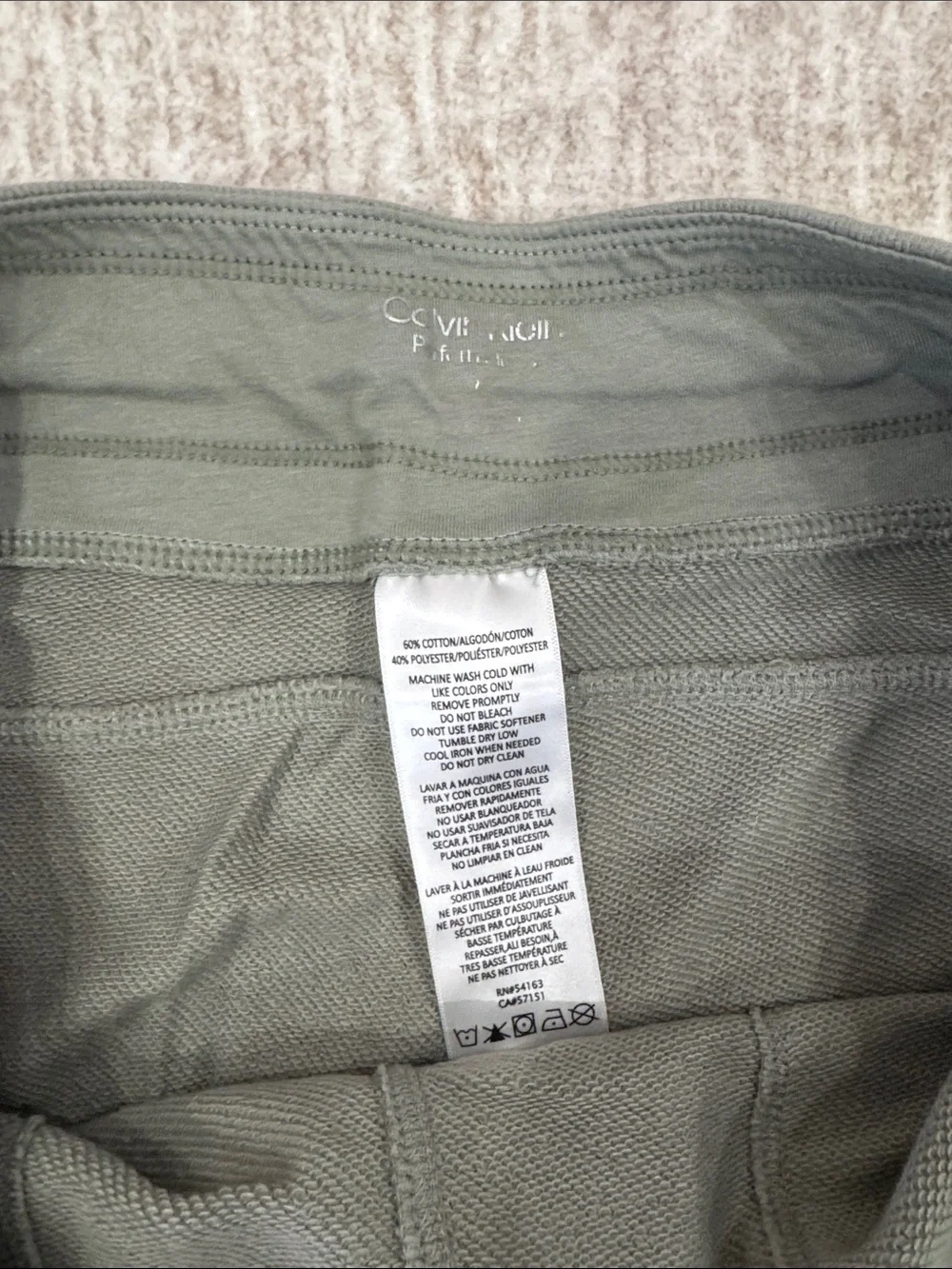 Calvin Klein Olive Green Drawstring Athletic Shorts